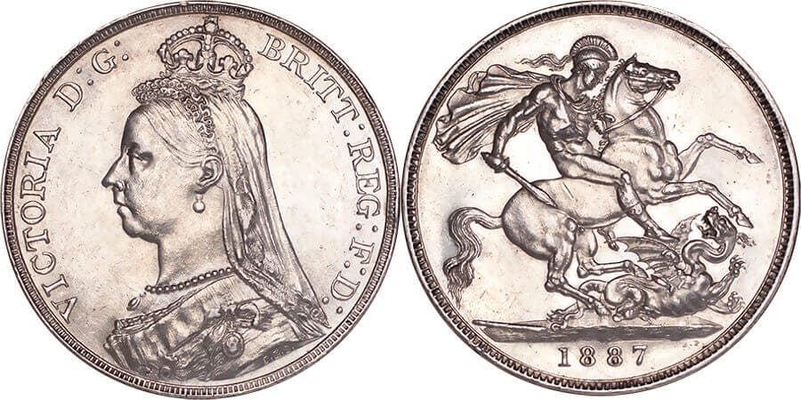 kosuke_dev イギリス ヴィクトリア女王 1887年 クラウン銀貨 極美品