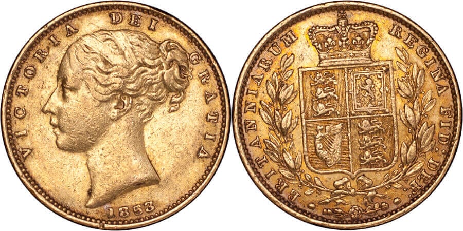 kosuke_dev イギリス ヴィクトリア女王 1853年 ソブリン金貨 美品