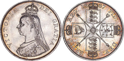 kosuke_dev イギリス ヴィクトリア女王 1887年 ダブルフローリン銀貨 極美品
