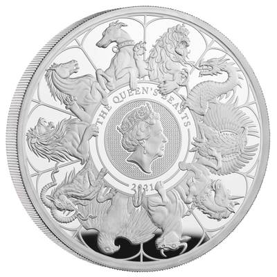 アンティークコインギャラリア 2021 イギリス クイーンズビースト 5オンス銀貨 The Completer Coin