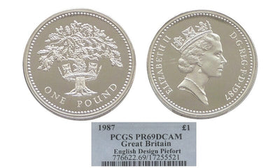 kosuke_dev 【PCGS PR69】イギリス イングリッシュオーク 1987年 Piedfort ポンド銀貨