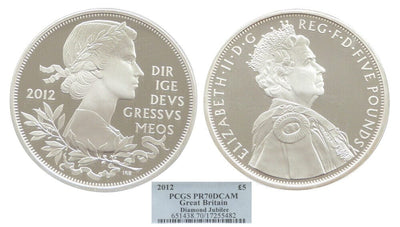 kosuke_dev 【PCGS PR70】イギリス エリザベス2世 即位60年 2012年 5ポンド銀貨 DCAM