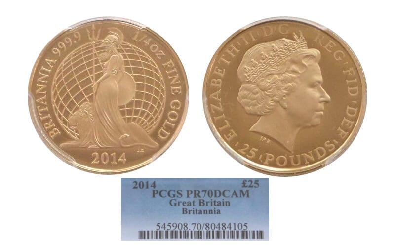 kosuke_dev 【PCGS PR70】イギリス ブリタニア 2014年 25ポンド金貨 DCAM