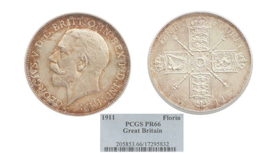 kosuke_dev 【PCGS PR66】イギリス ジョージ5世 1911年 フローリン銀貨