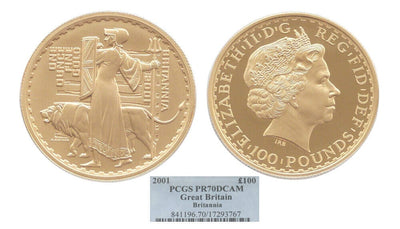 kosuke_dev 【PCGS PR70】イギリス ブリタニア ウナとライオン 2001年 100ポンド金貨