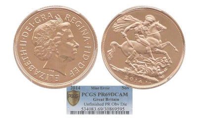 kosuke_dev 【PCGS PR69】イギリス エリザベス2世 2014年 DCAM ミントエラー ソブリン金貨