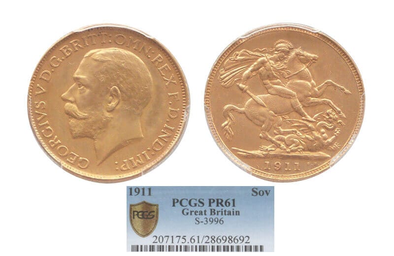 kosuke_dev 【PCGS PR61】イギリス ジョージ5世 1911年 ソブリン金貨