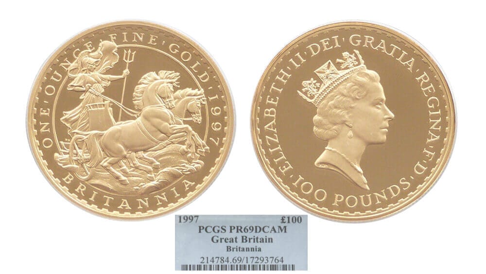 kosuke_dev 【PCGS MS69】イギリス ブリタニア 1997年 100ポンド金貨 DCAM