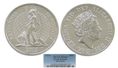 kosuke_dev 【PCGS MS69】イギリス ブリタニア 2015年 50ポンド銀貨