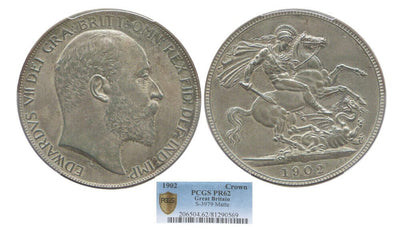 kosuke_dev 【PCGS PR62】イギリス エドワード7世 1902年 クラウン銀貨