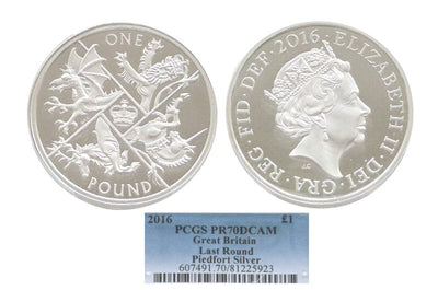 kosuke_dev 【PCGS PR70】イギリス 最後の円形ポンド 2016 Piedfort ポンド銀貨