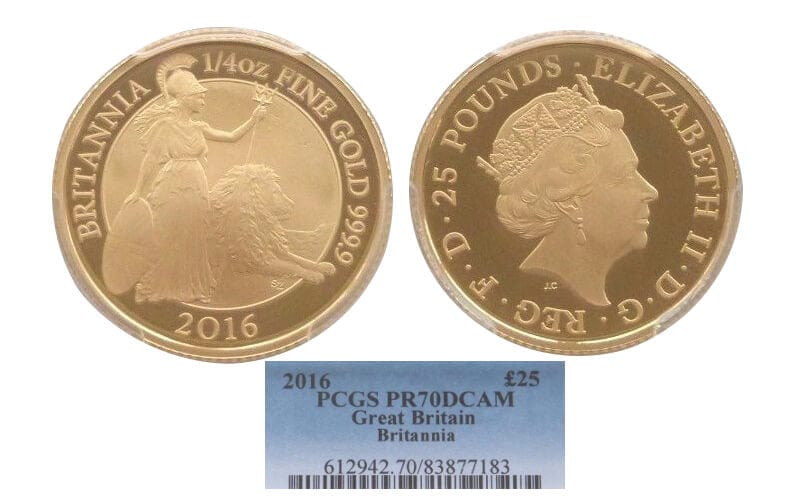 kosuke_dev 【PCGS PR70】イギリス ブリタニア 2016年 25ポンド金貨 DCAM