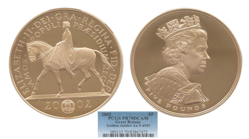 kosuke_dev 【PCGS PR70】イギリス エリザベス2世 即位50年 2002年 5ポンド金貨