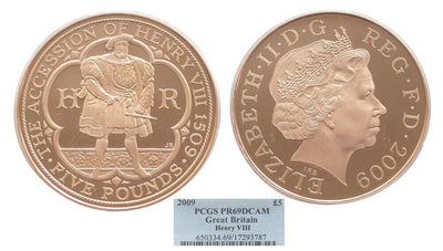 kosuke_dev 【PCGS PR69】イギリス ヘンリー8世 戴冠500年 2009年 5ポンド 金貨