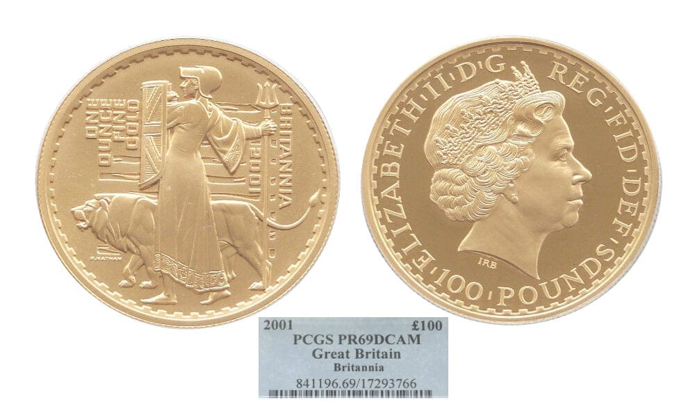 kosuke_dev 【PCGS PR69】イギリス ブリタニア ウナとライオン 2001年 100ポンド金貨 DC