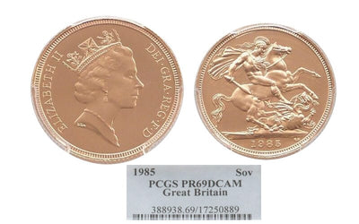 kosuke_dev 【PCGS PR69】イギリス エリザベス2世 1985年 ソブリン金貨 DCAM