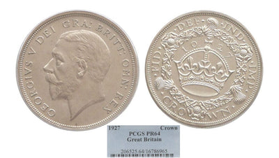 kosuke_dev 【PCGS PR64】イギリス ジョージ5世 1927年 クラウン銀貨