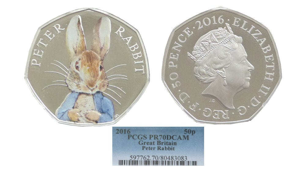 kosuke_dev 【PCGS PR70】イギリス ピーターラビット 2016年 50ペンス銀貨