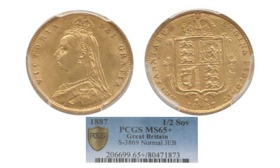 kosuke_dev 【PCGS MS65】イギリス ヴィクトリア女王 1887年 ハーフソブリン金貨