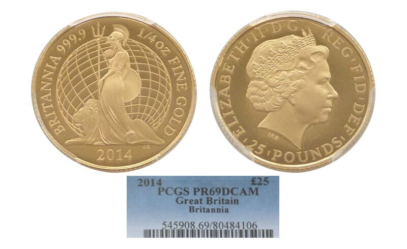 kosuke_dev 【PCGS PR69】イギリス ブリタニア 2014年 25ポンド金貨 DCAM