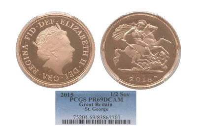 kosuke_dev 【PCGS PR69】イギリス エリザベス2世 2015年 ハーフソブリン金貨 DCAM