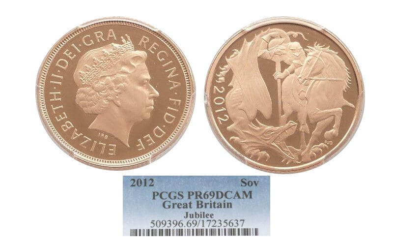 kosuke_dev 【PCGS PR69】イギリス エリザベス2世 即位60年 2012年 ソブリン金貨