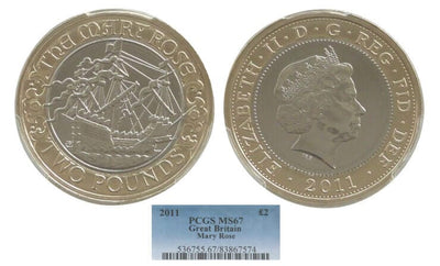kosuke_dev 【PCGS MS67】イギリス メアリー・ローズ 2011年 2ポンド銅貨