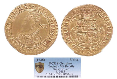 kosuke_dev 【PCGS VF】イギリス チャールズ1世 1625年 ユナイト金貨 美品