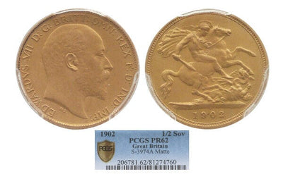 kosuke_dev 【PCGS PR62】イギリス エドワード7世 1902年 ハーフソブリン金貨