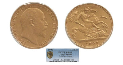 kosuke_dev 【PCGS PR63】イギリス エドワード7世 1902年 ハーフソブリン金貨