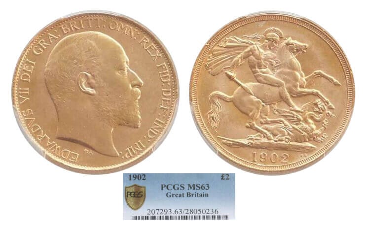 kosuke_dev 【PCGS MS63】イギリス エドワード7世 1902年 2ポンド金貨
