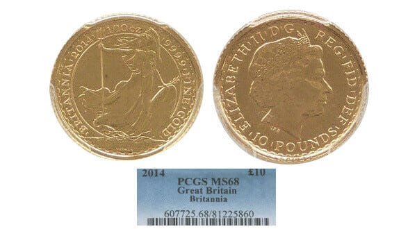 kosuke_dev 【PCGS MS68】イギリス ブリタニア 2014年 10ポンド金貨