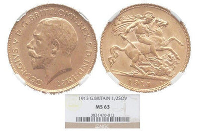 kosuke_dev 【NGC MS63】イギリス ジョージ5世 1913年 ハーフソブリン金貨