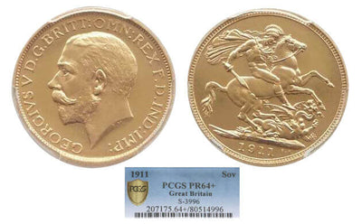 kosuke_dev 【PCGS PR64＋】イギリス ジョージ5世 1911年 ソブリン金貨