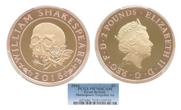 kosuke_dev 【PCGS PR70】イギリス シェイクスピア 没後400年『悲劇』 2016年 2ポンド金貨