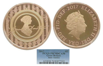 kosuke_dev 【PCGS PR70】イギリス ジェーン・オースティン 没後200年 2017年 2ポンド金貨