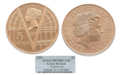 kosuke_dev 【PCGS PR70】イギリス ヴィクトリア 没後100年 2001年 5ポンド金貨