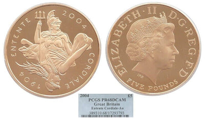kosuke_dev 【PCGS PR68】イギリス 英仏協商 100周年 2004年 5ポンド金貨