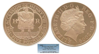 kosuke_dev 【PCGS PR70】イギリス ヘンリー8世100年 2001年 5ポンド金貨