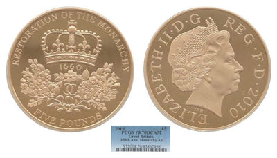 kosuke_dev 【PCGS PR70】イギリス 王政復古 350年記念 2010年 5ポンド金貨