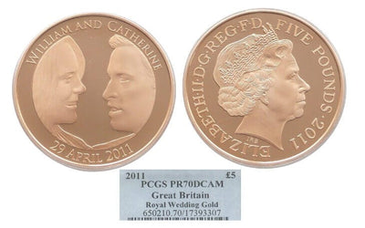 kosuke_dev 【PCGS PR70】イギリス ウィリアム王子＆キャサリン妃ご成婚  2011年 5ポンド金貨
