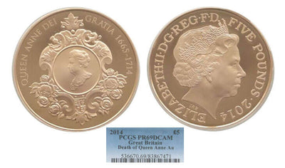 kosuke_dev 【PCGS PR69】イギリス アン女王 没後300年 2014年 5ポンド金貨