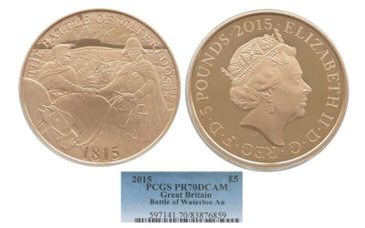 kosuke_dev 【PCGS PR70】イギリス ワーテルローの戦い 200周年記念  2015年 5ポンド金貨