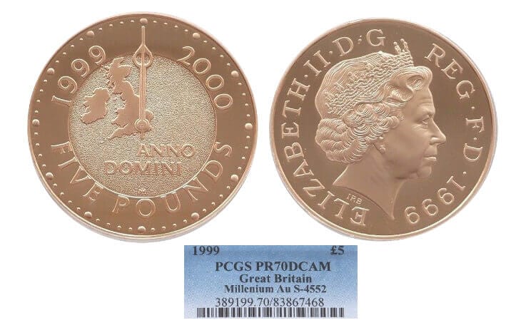 kosuke_dev 【PCGS PR70】イギリス ミレニアム記念 1999年 5ポンド金貨