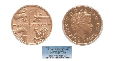 kosuke_dev 【PCGS PR70】イギリス  新硬貨デザイン 国章 2008年 5ペンス金貨