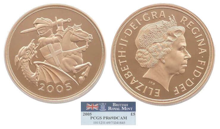 kosuke_dev 【PCGS PR69】イギリス セントジョージの龍退治 2005年 5ポンド金貨