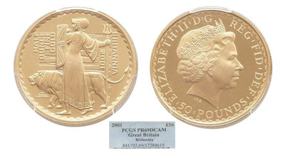 kosuke_dev 【PCGS PR69】イギリス ブリタニア ウナとライオン 2001年 50ポンド金貨