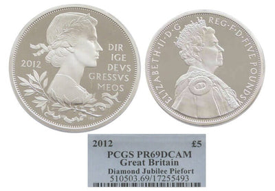 kosuke_dev 【PCGS PR69】イギリス エリザベス2世 ダイヤモンドジュビリー 2012年 ピエフォー 5ポンド銀貨