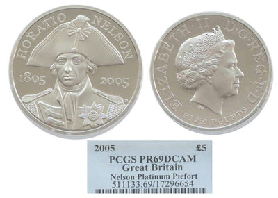 GB Horatio Nelson Piefort 5pound Platinum 2005