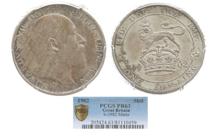 PCGS PR63】イギリス エドワード7世 1902年 シリング銀貨 | アンティークコインギャラリア